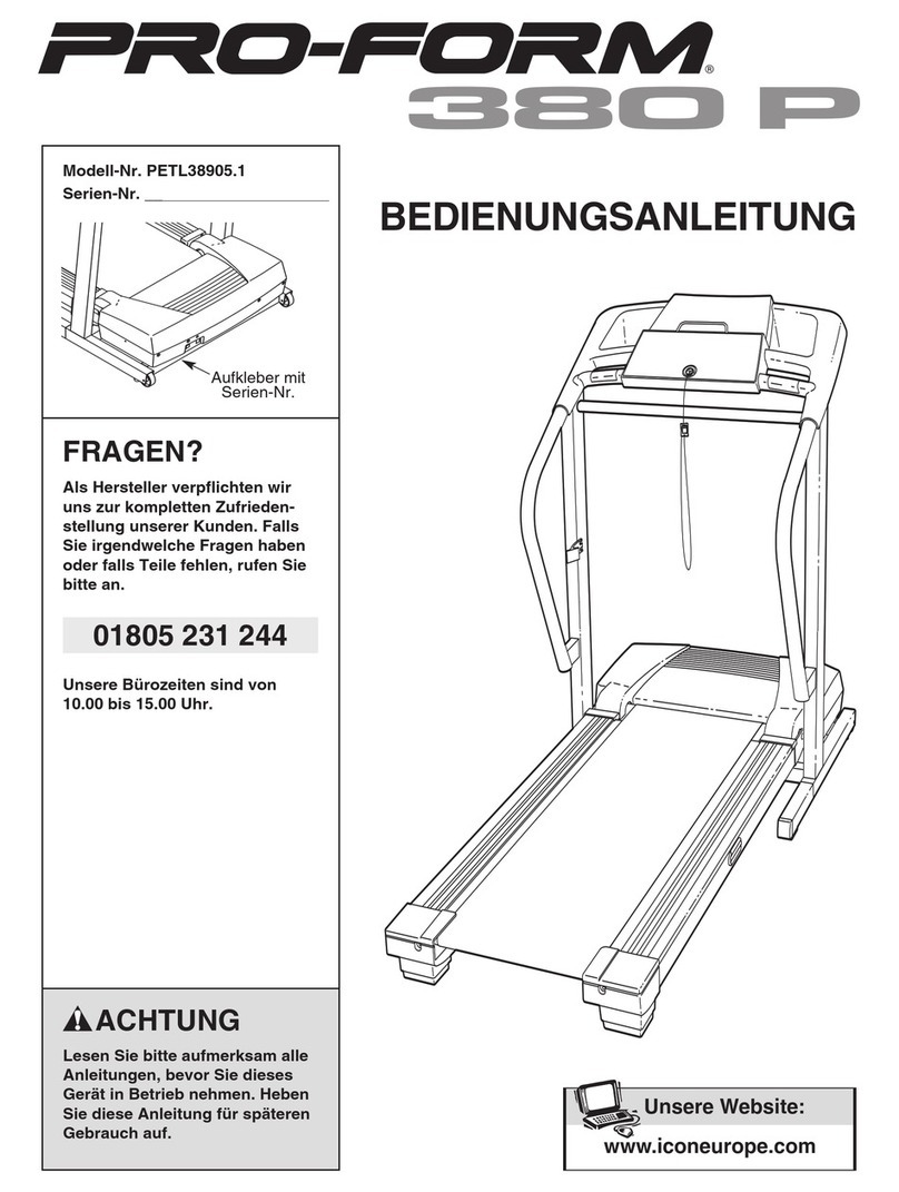 Pro-Form 380 P Treadmill Quick start guide