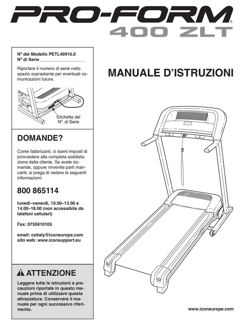Pro-Form 400 Zlt Treadmill Operating and maintenance manual