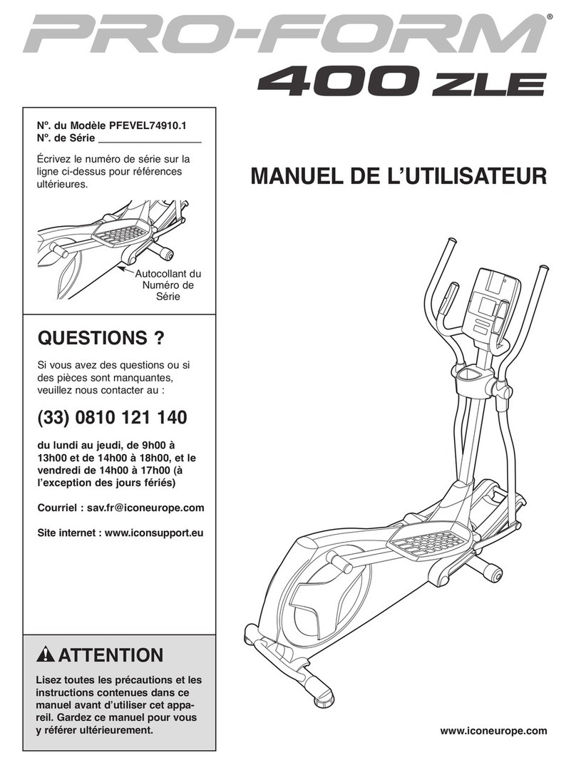 Pro-Form 400 Zle Elliptical User manual