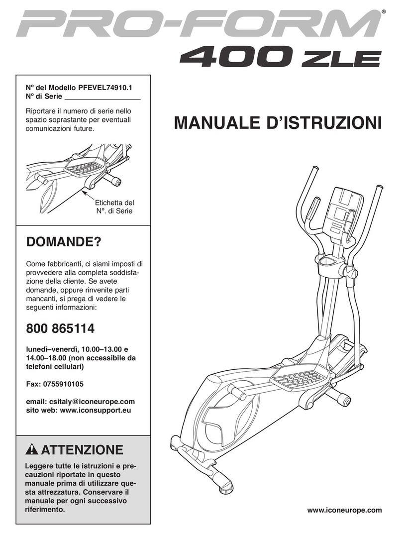 Pro-Form 400 Zle Elliptical Operating and maintenance manual
