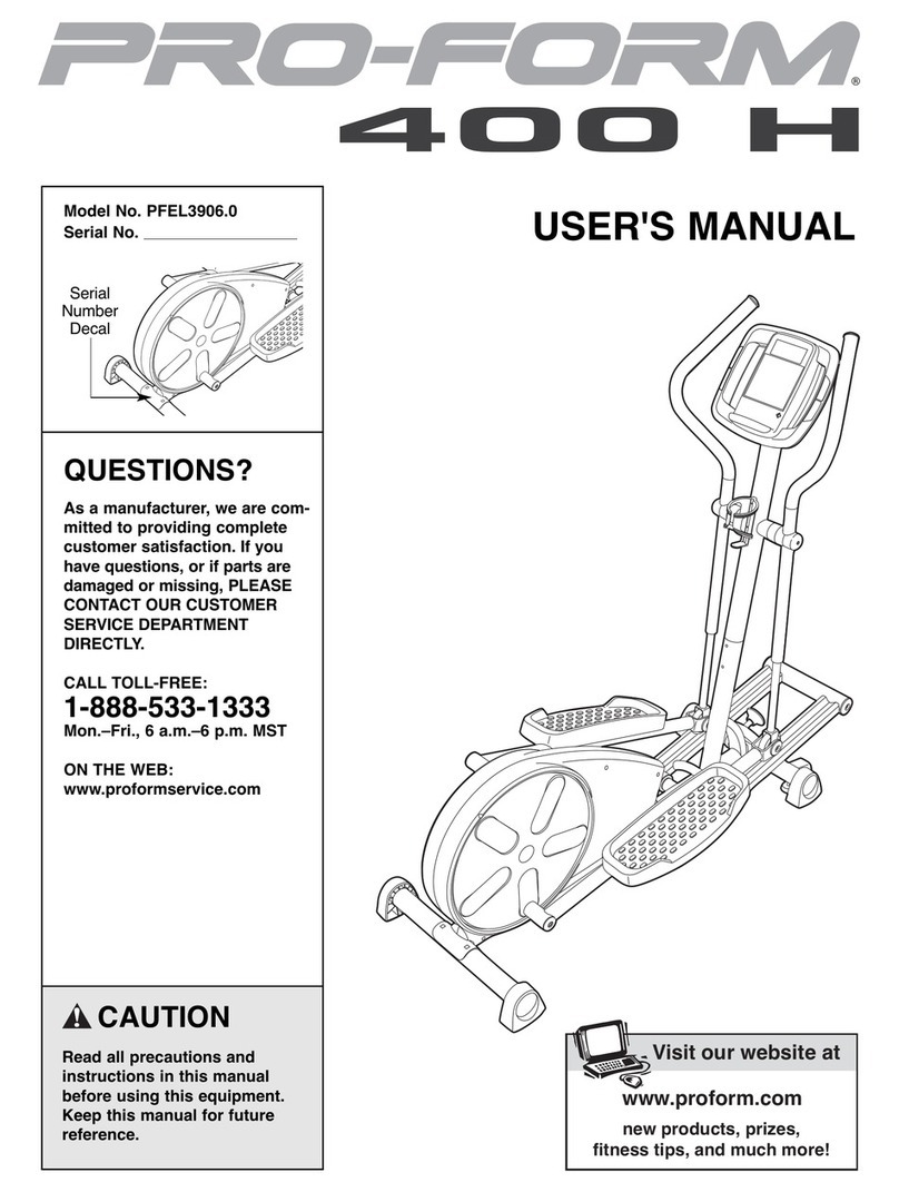 Pro-Form 400 H Elliptical User manual Pro-Form 400 H Elliptical User manual