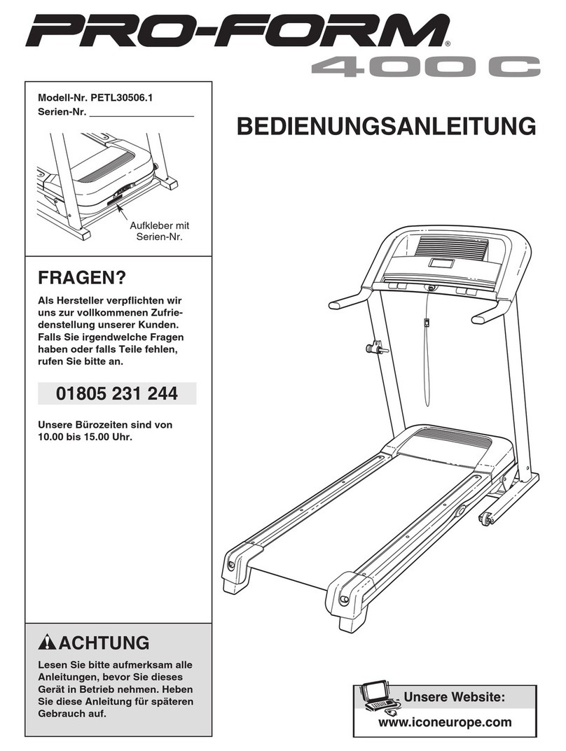 Pro-Form 400 C Treadmill Quick start guide