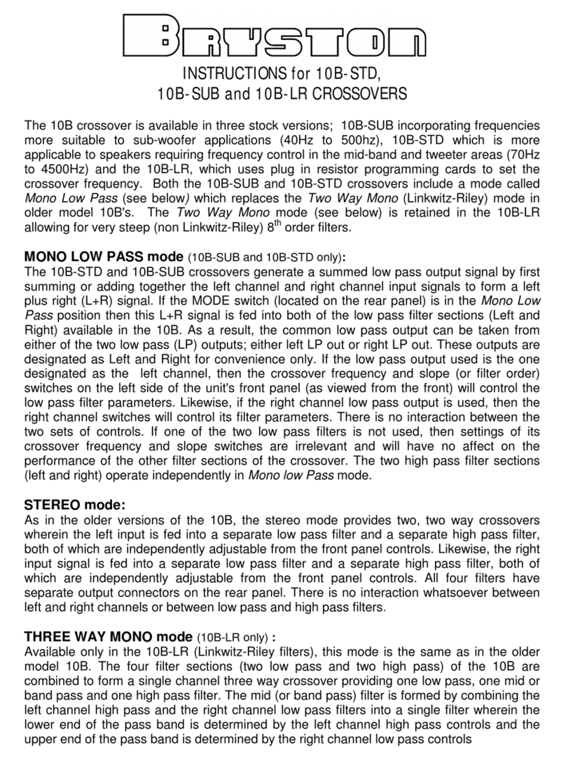 Bryston Electronic Crossover 10B LR instructions