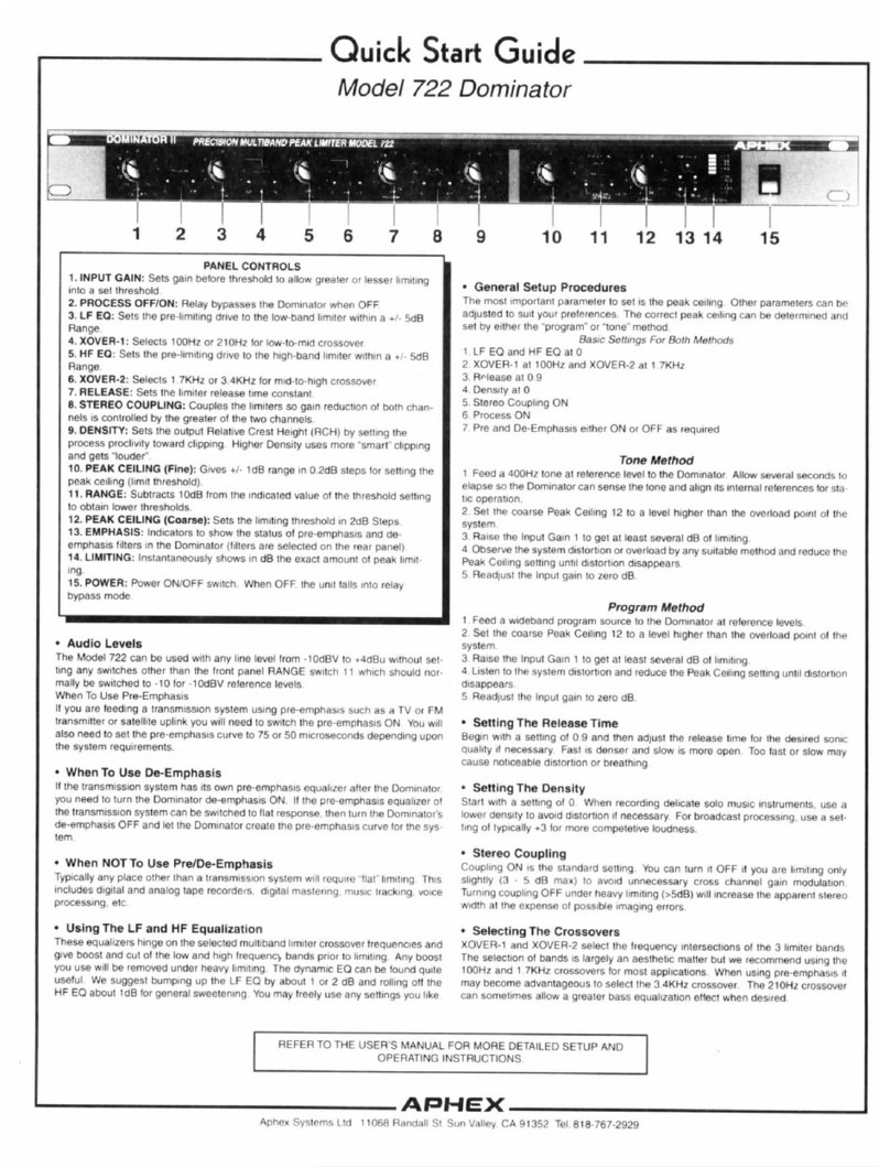 Aphex 722 Dominator quick start guide