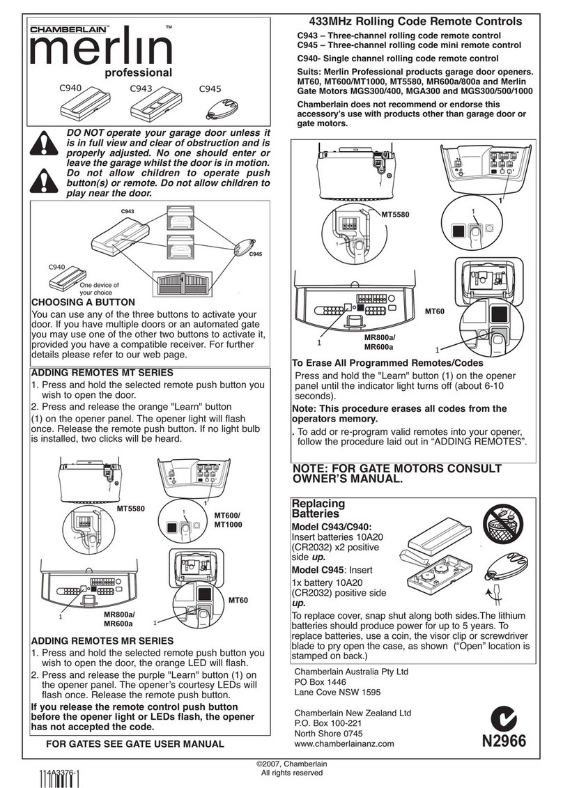 Chamberlain merlin professional C943 User manual
