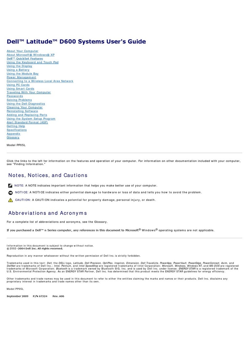 Dell Lattitude D600 User manual