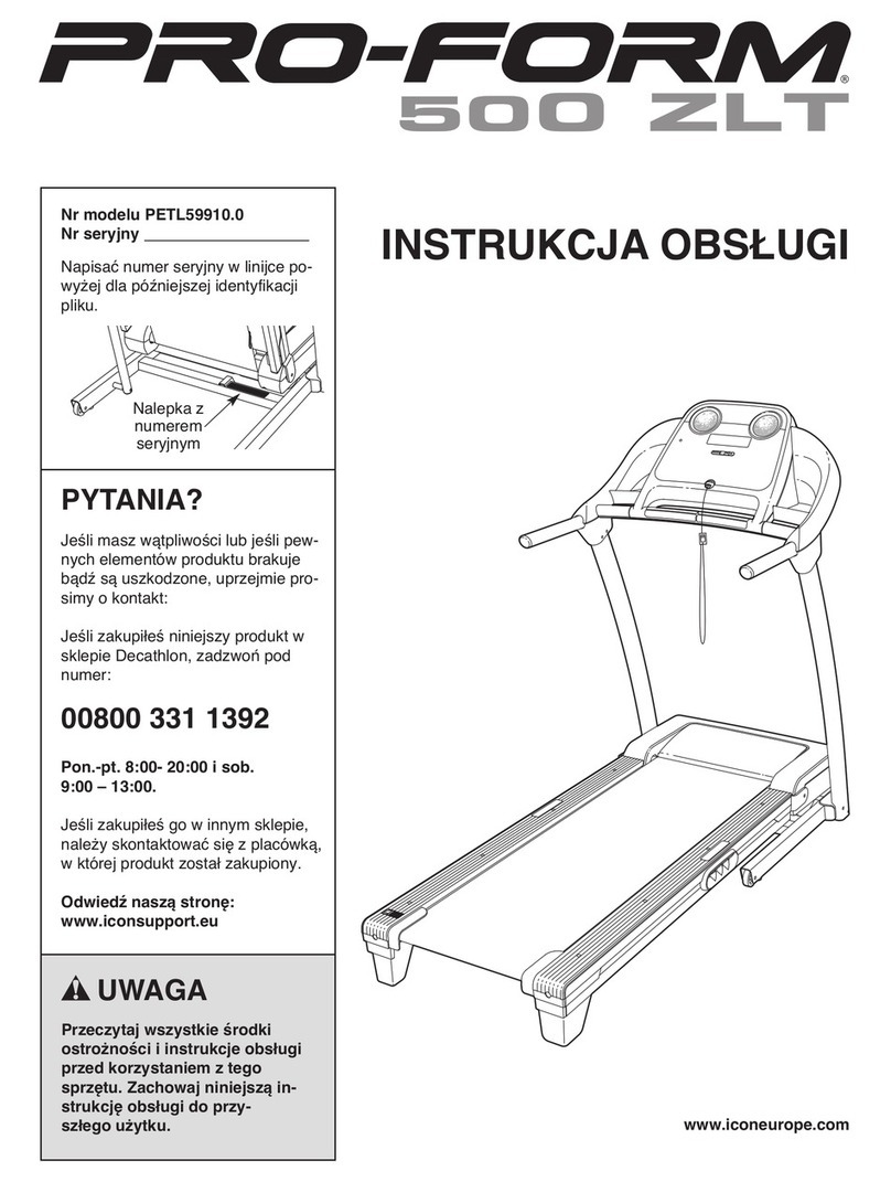 Pro-Form 500 Zlt Treadmill Reference guide