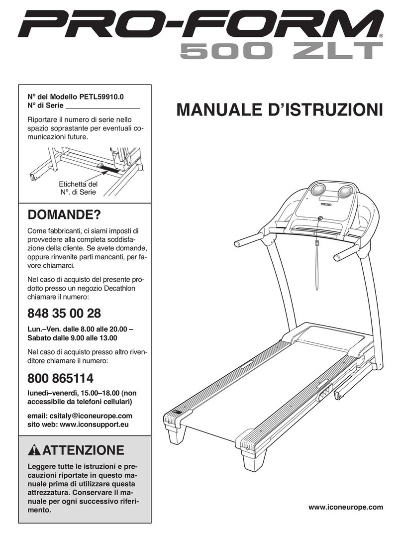 Pro-Form 500 Zlt Treadmill Operating and maintenance manual
