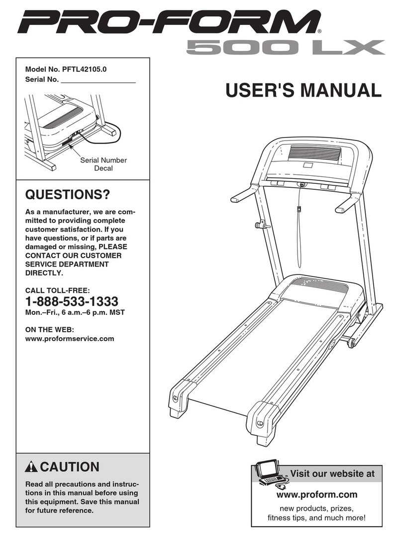 Pro-Form 500 Lx Treadmill User manual
