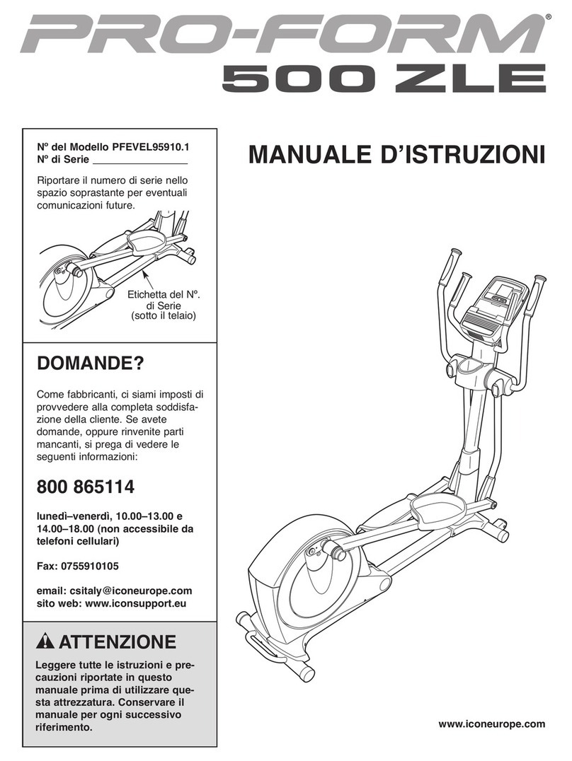 Pro-Form 500 Zle Elliptical Operating and maintenance manual
