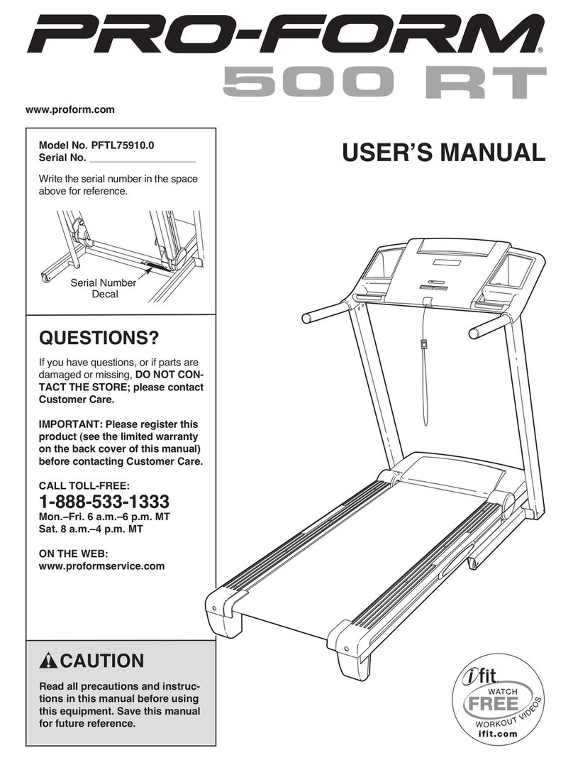 Pro-Form 500 Rt Treadmill User manual