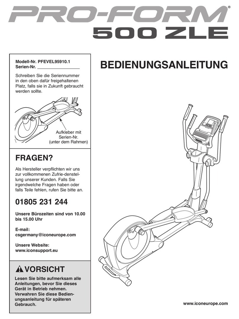 Pro-Form 500 Zle Elliptical Quick start guide