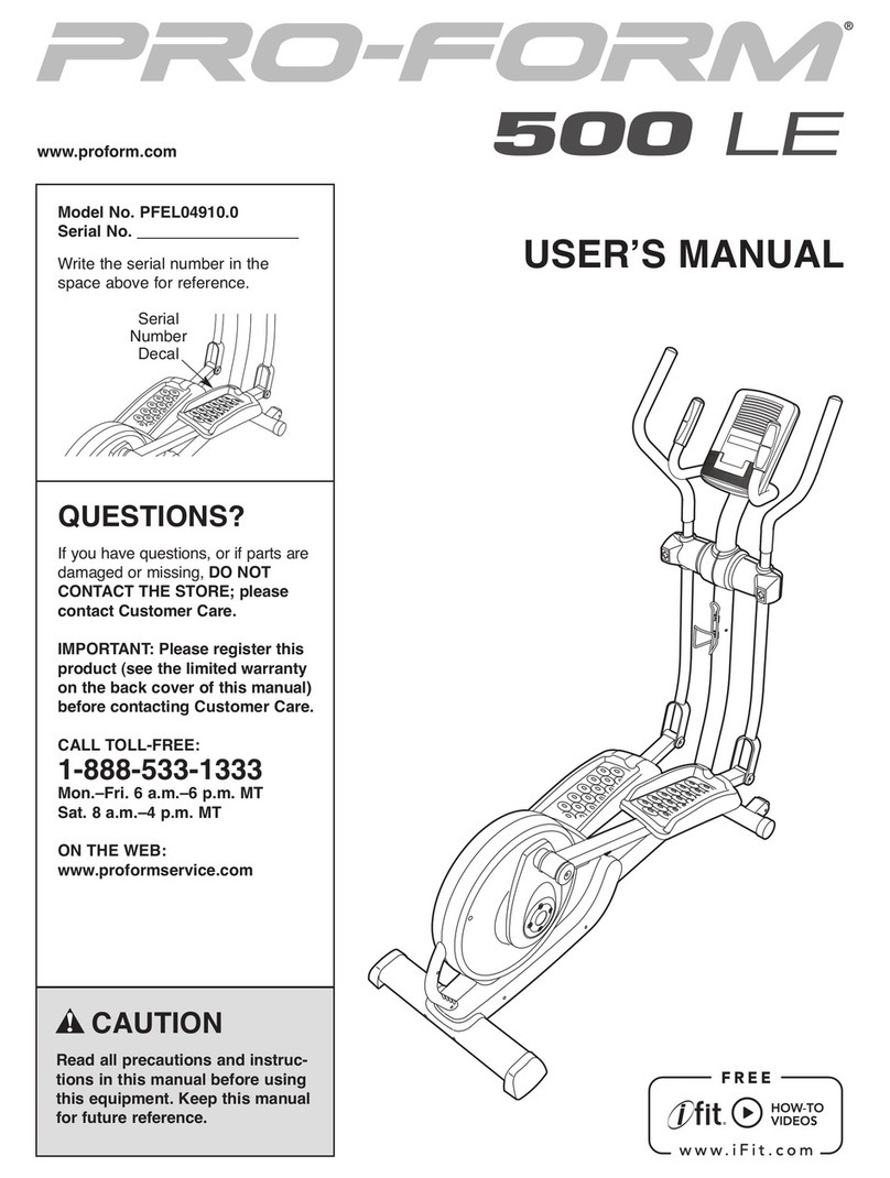 Pro-Form 500 Le Elliptical User manual