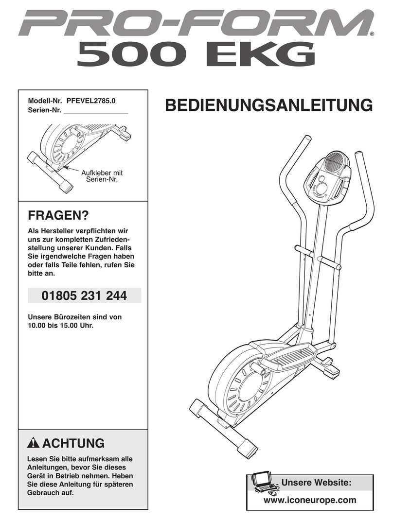 Pro-Form 500 Ekg Elliptical Quick start guide Pro-Form 500 Ekg Elliptical Quick start guide