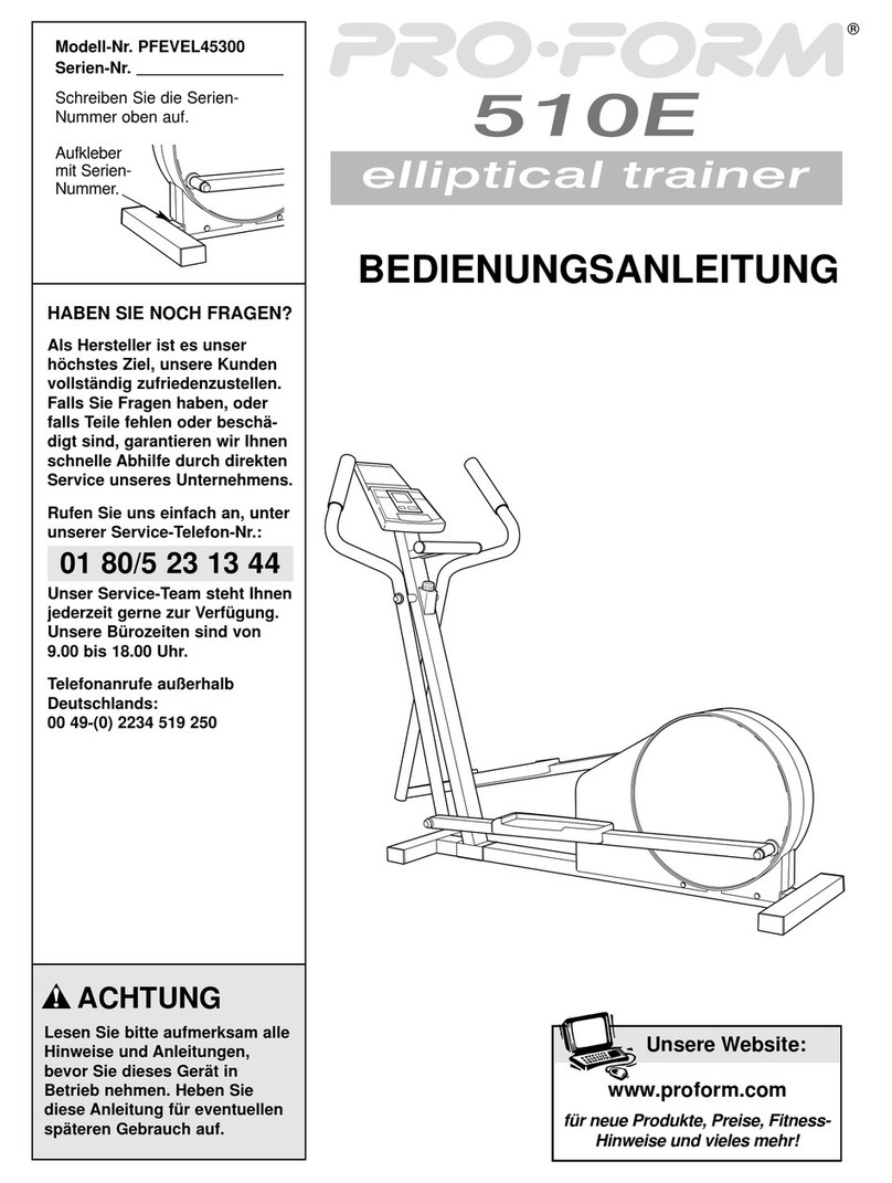 Pro-Form 510 E Elliptical Quick start guide