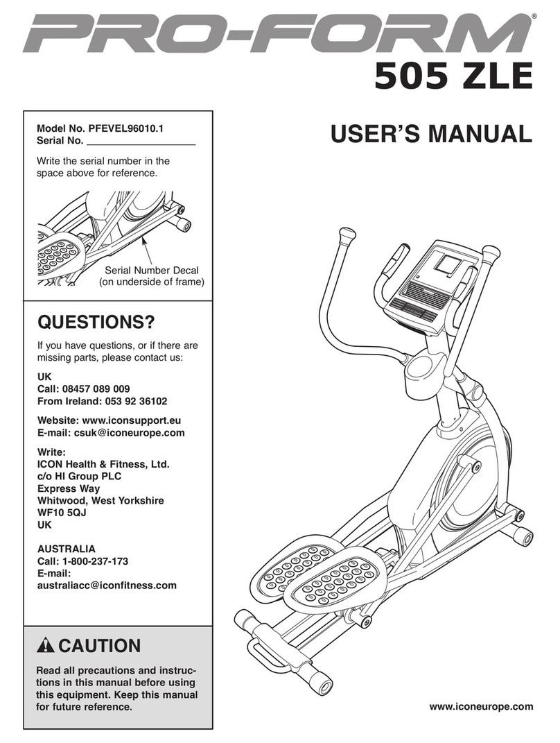 Pro-Form 505 Zle Elliptical User manual