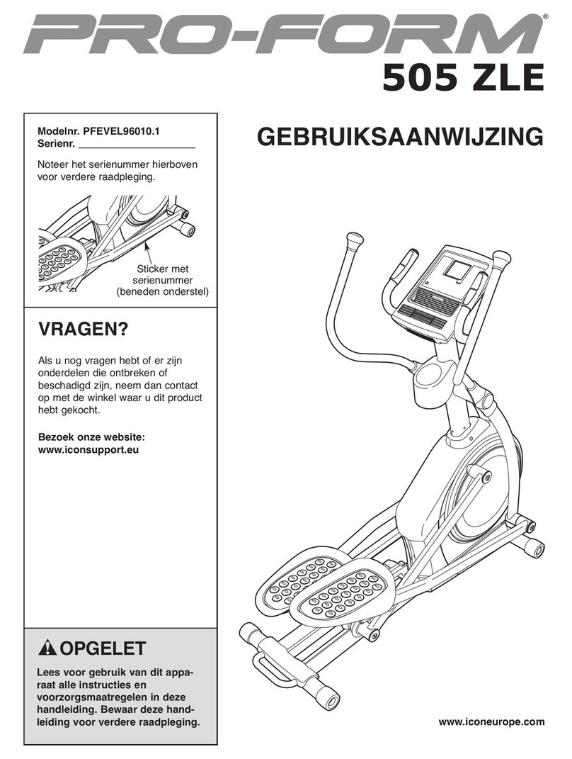 Pro-Form 505 Zle Elliptical Gebruiksaanwijzing
