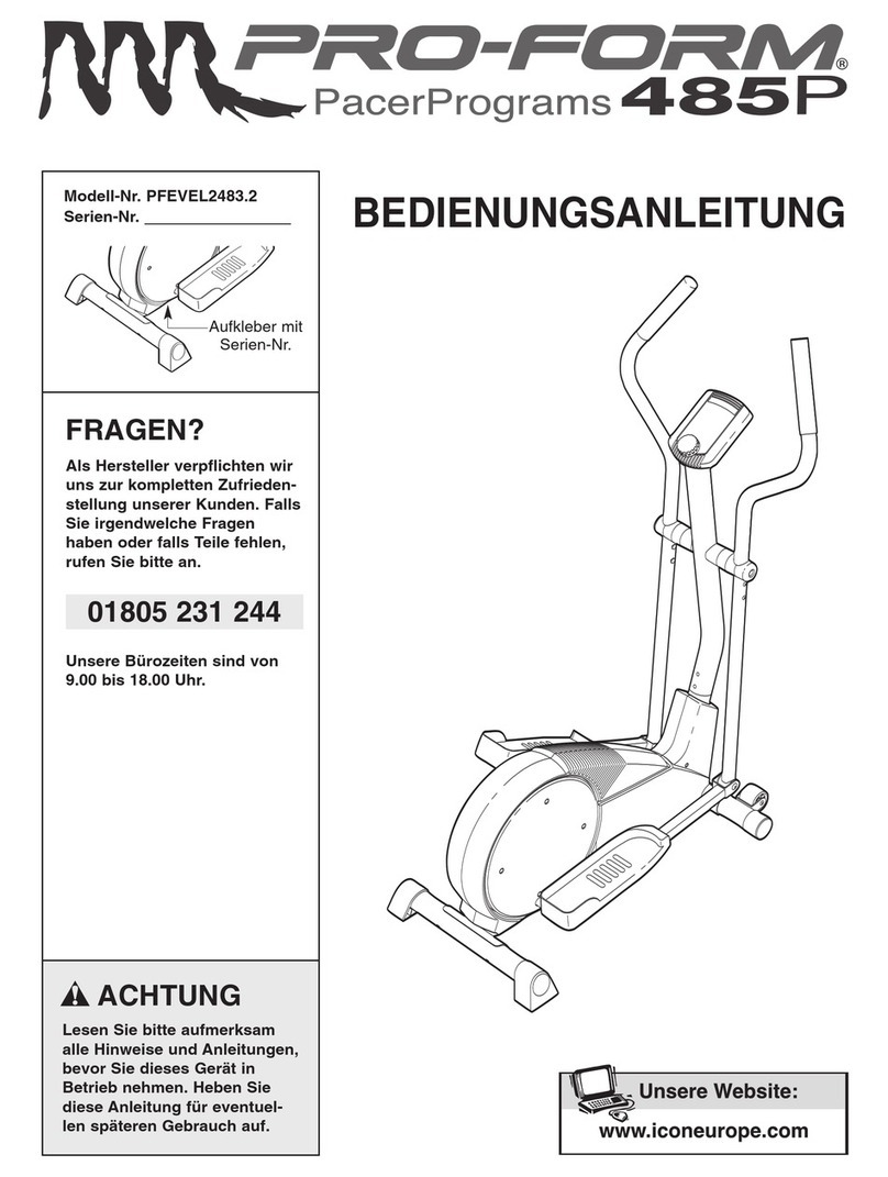 Pro-Form 485 P Elliptical Quick start guide