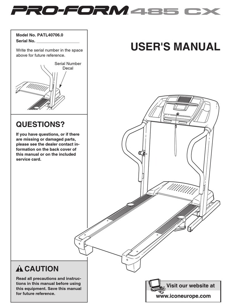 Pro-Form 485 Cx Treadmill User manual