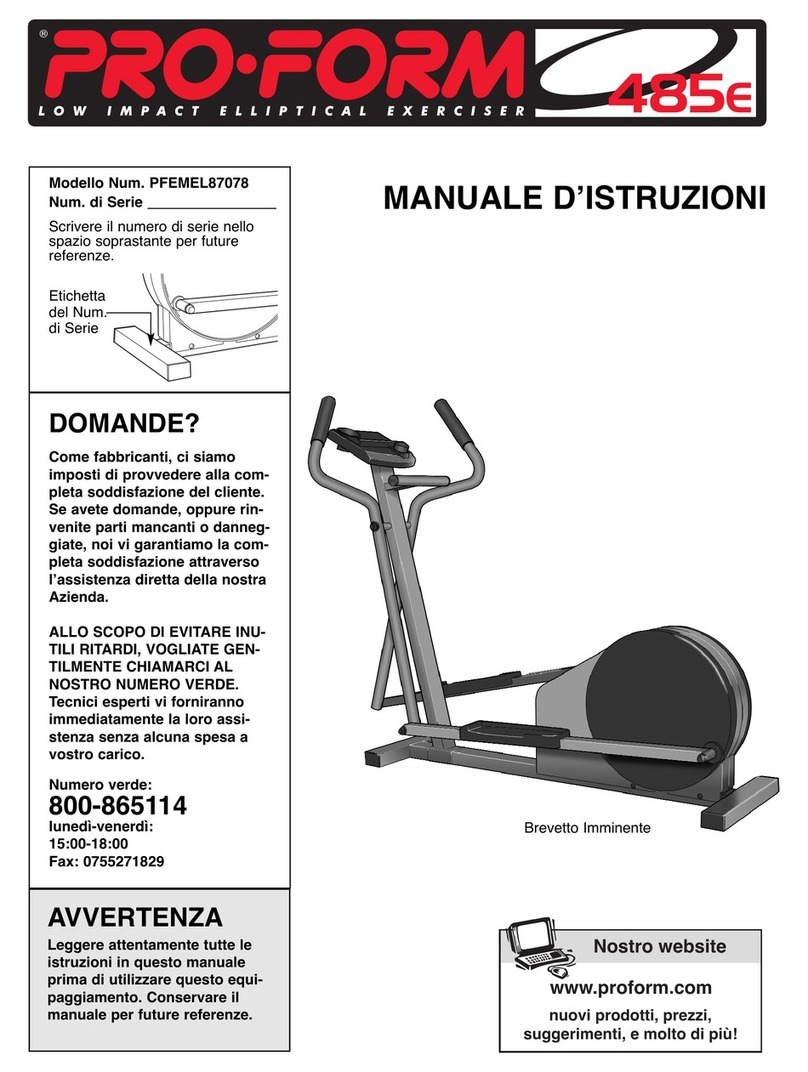 Pro-Form 485 E Elliptical Operating and maintenance manual Pro-Form 485 E Elliptical Operating and maintenance manual