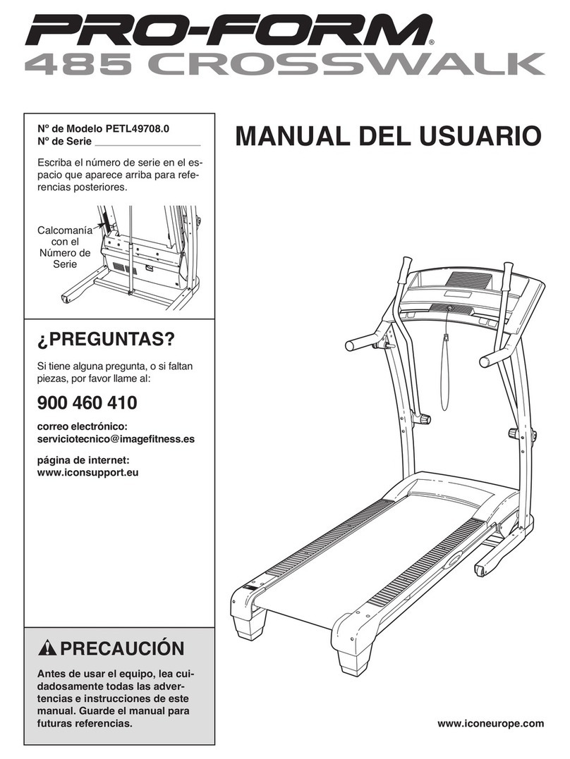 Pro-Form 485 Crosswalk Cwl Treadmill User guide