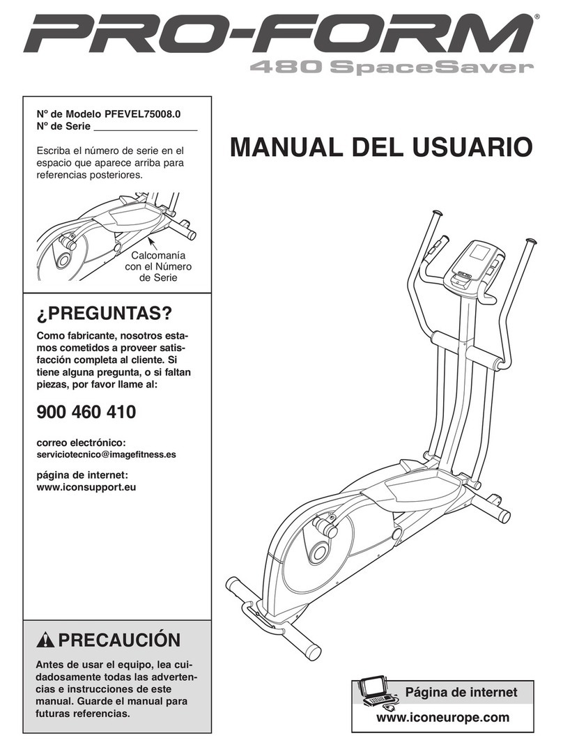 Pro-Form 480 Spacesaver Elliptical User guide