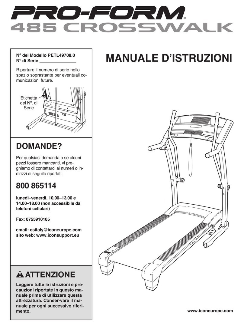 Pro-Form 485 Crosswalk Cwl Treadmill Manuale d'istruzioni