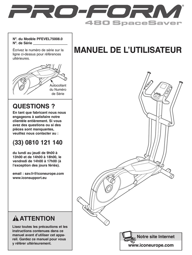 Pro-Form 480 Spacesaver Elliptical User manual