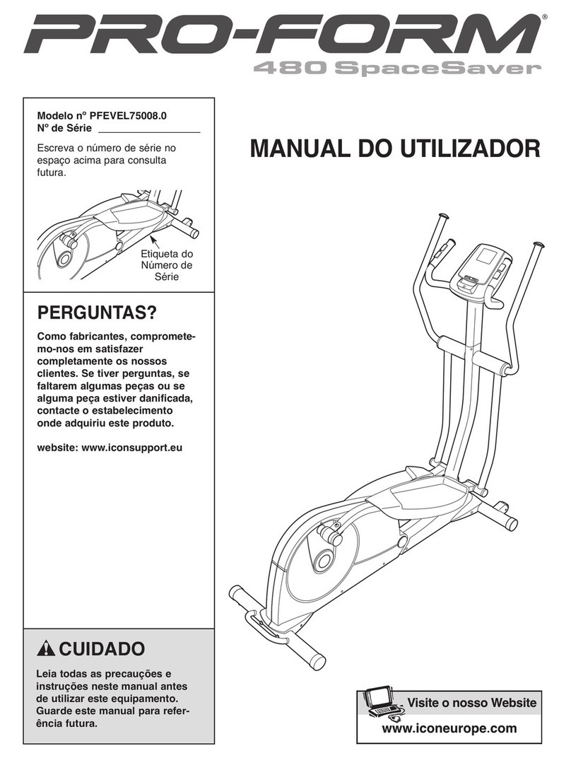 Pro-Form 480 Spacesaver Elliptical Manual do utilizador Pro-Form 480 Spacesaver Elliptical Manual do utilizador