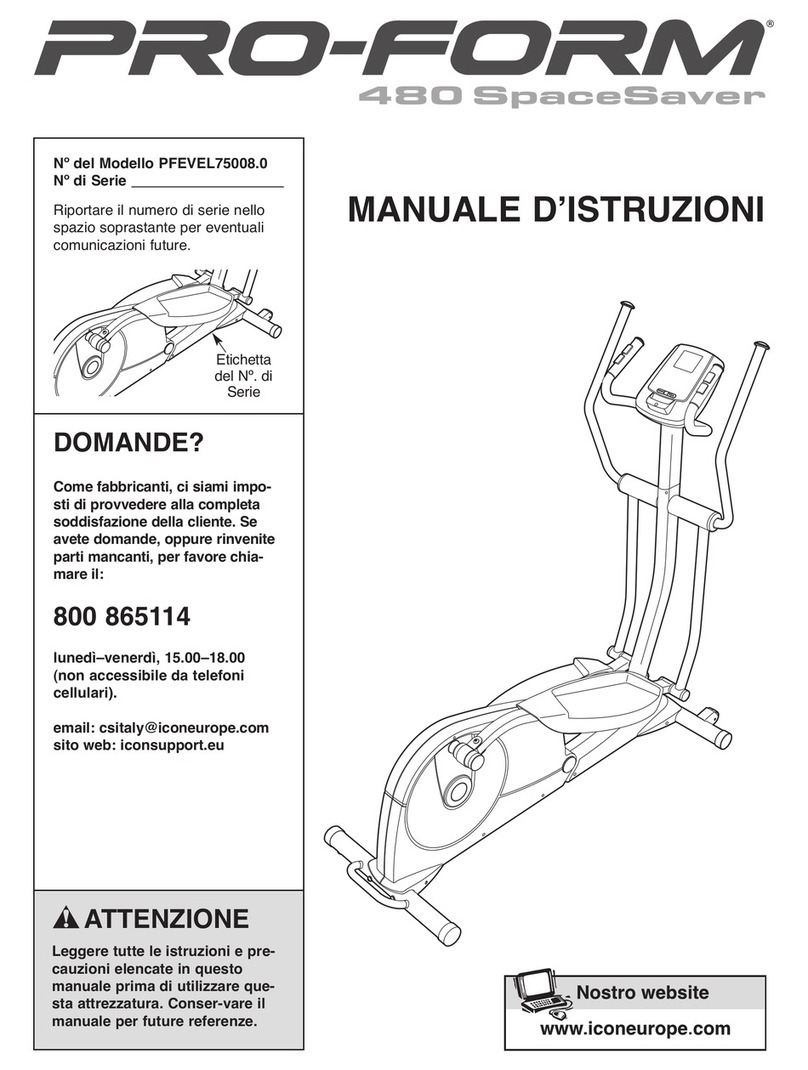 Pro-Form 480 Spacesaver Elliptical Operating and maintenance manual