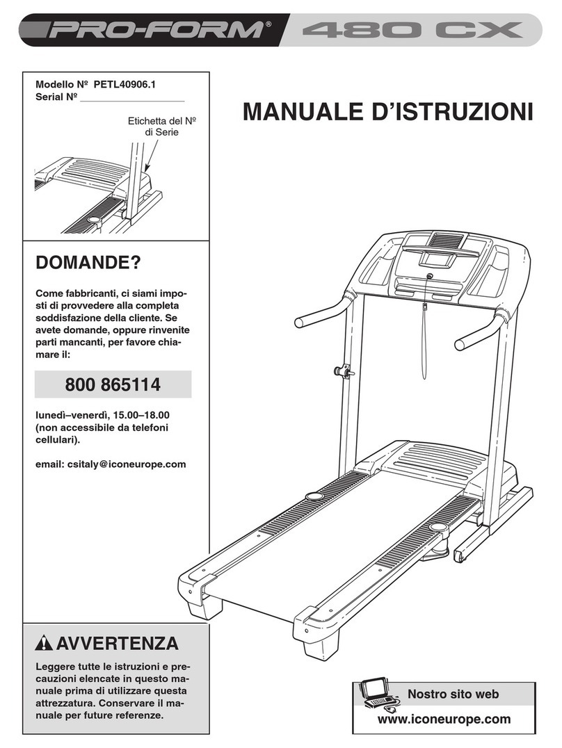 Pro-Form 480 Cx Treadmill Operating and maintenance manual