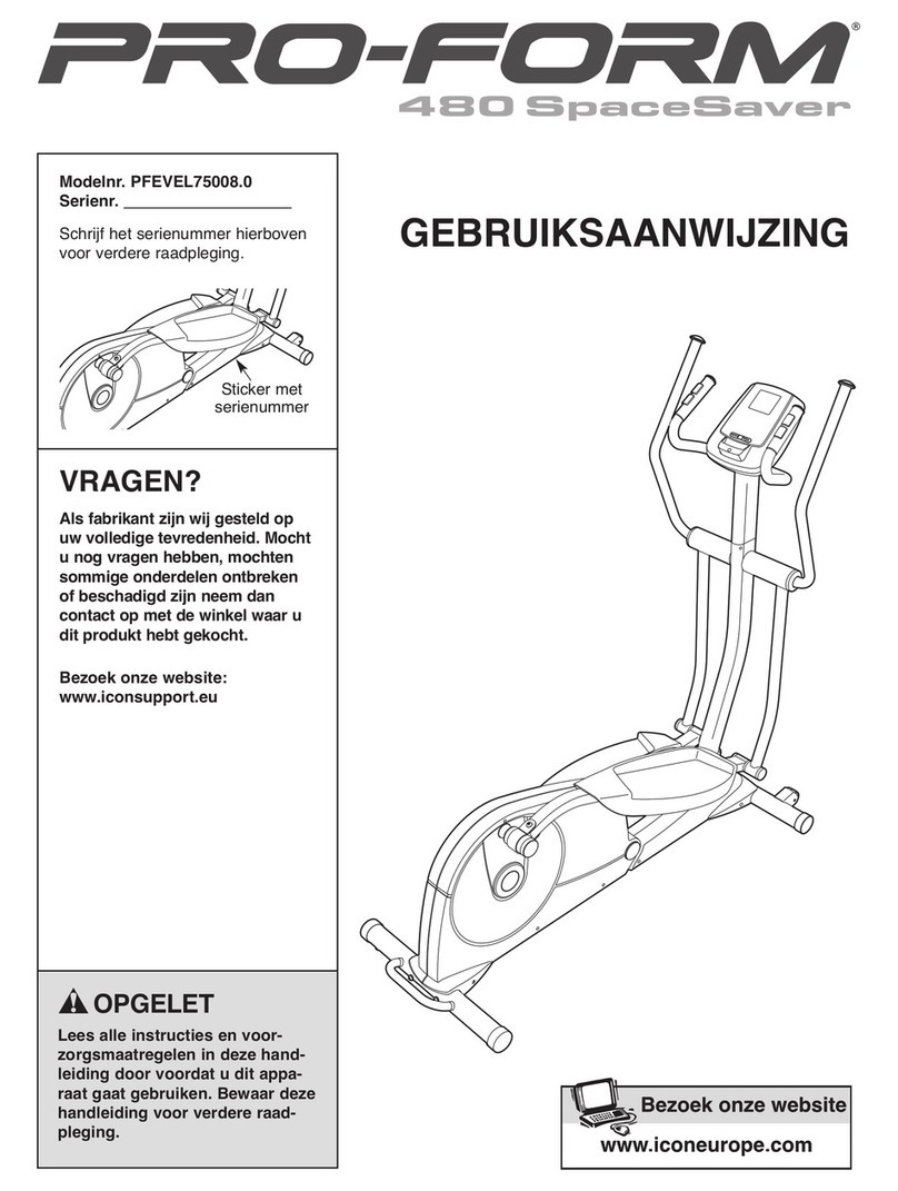 Pro-Form 480 Spacesaver Elliptical Gebruiksaanwijzing Pro-Form 480 Spacesaver Elliptical Gebruiksaanwijzing