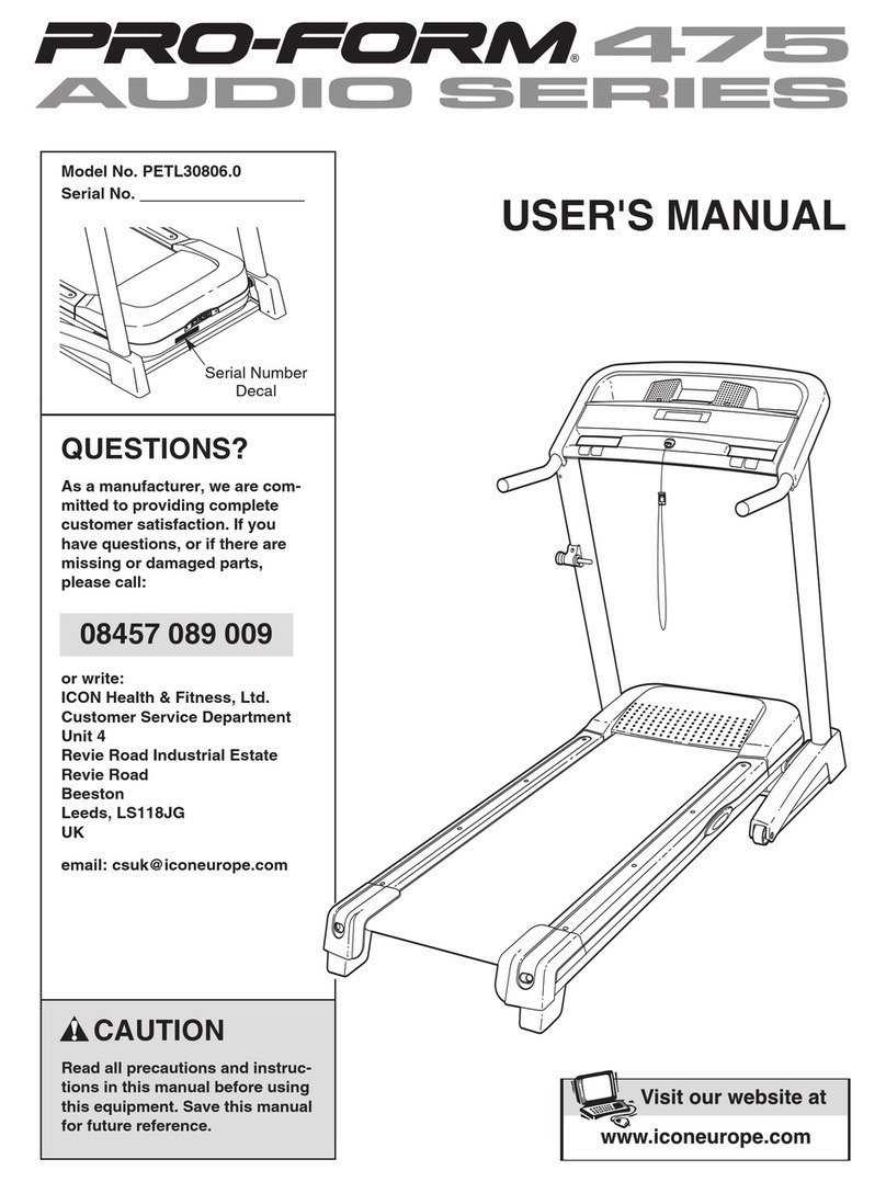 Pro-Form 475 Audio Series Treadmill User manual