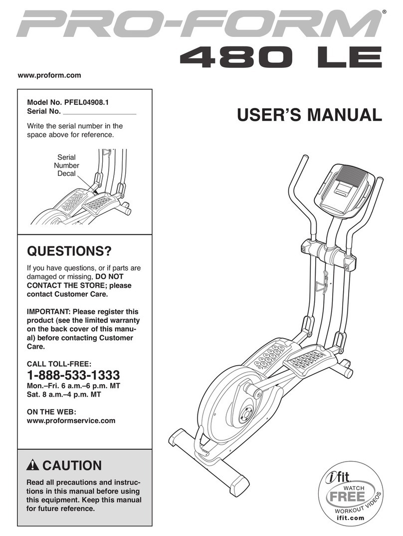 Pro-Form 480 Le Elliptical User manual