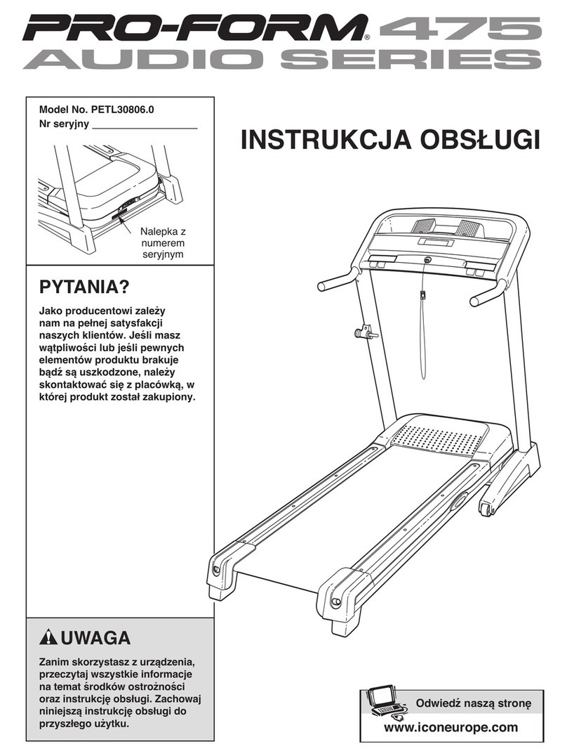Pro-Form 475 Audio Series Treadmill Reference guide