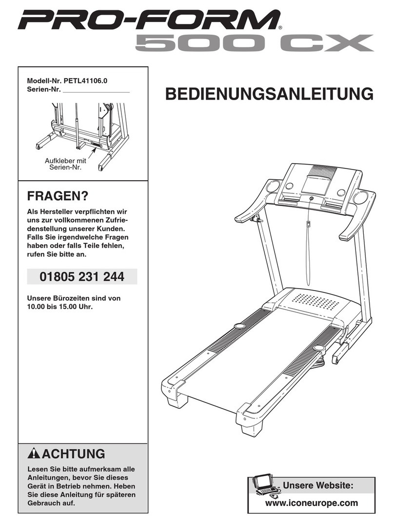 Pro-Form 500 Cx Treadmill Quick start guide Pro-Form 500 Cx Treadmill Quick start guide