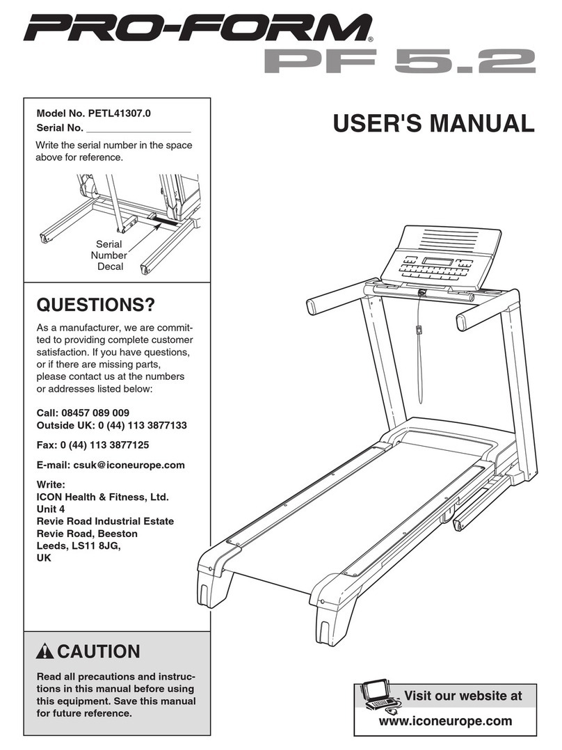 Pro-Form 5.2 Treadmill user manual