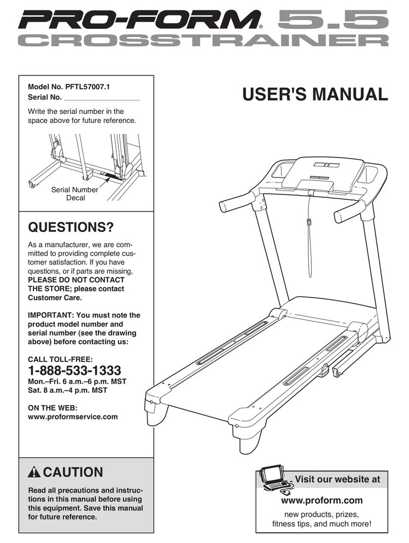 Pro-Form 5.5 Crosstrainer Treadmill User manual