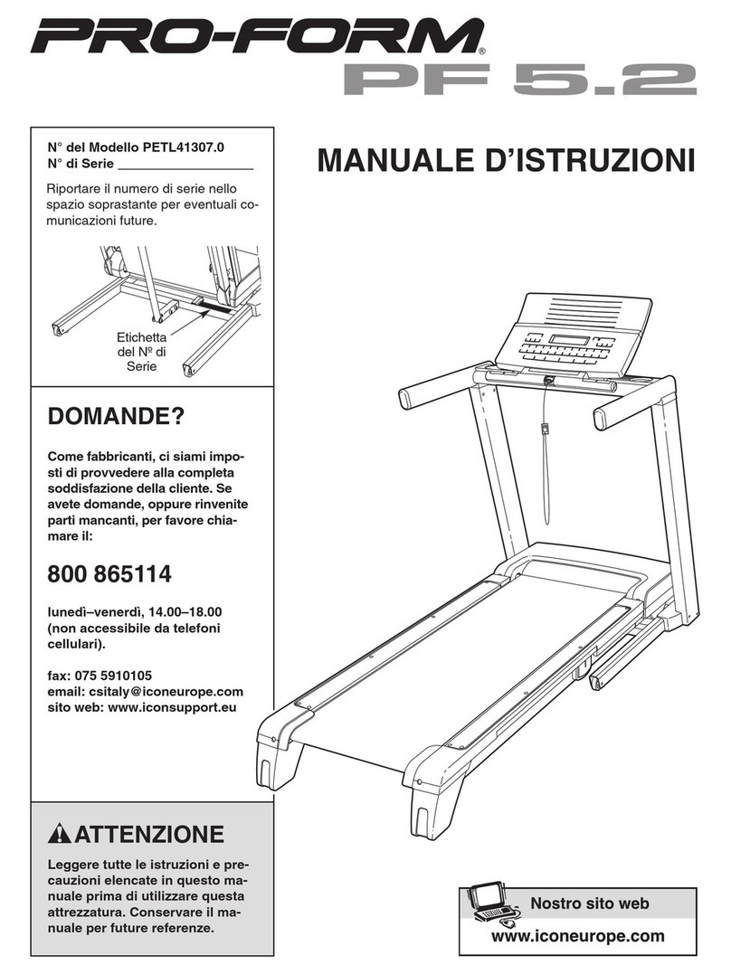 Pro-Form 5.2 Treadmill Operating and maintenance manual