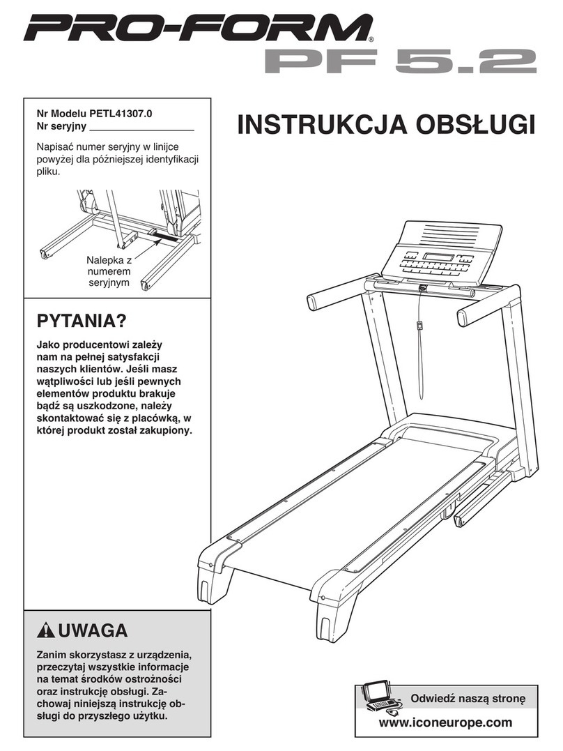 Pro-Form 5.2 Treadmill Reference guide