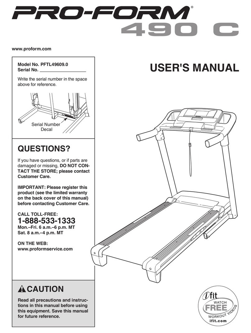 Pro-Form 490 C Treadmill User manual
