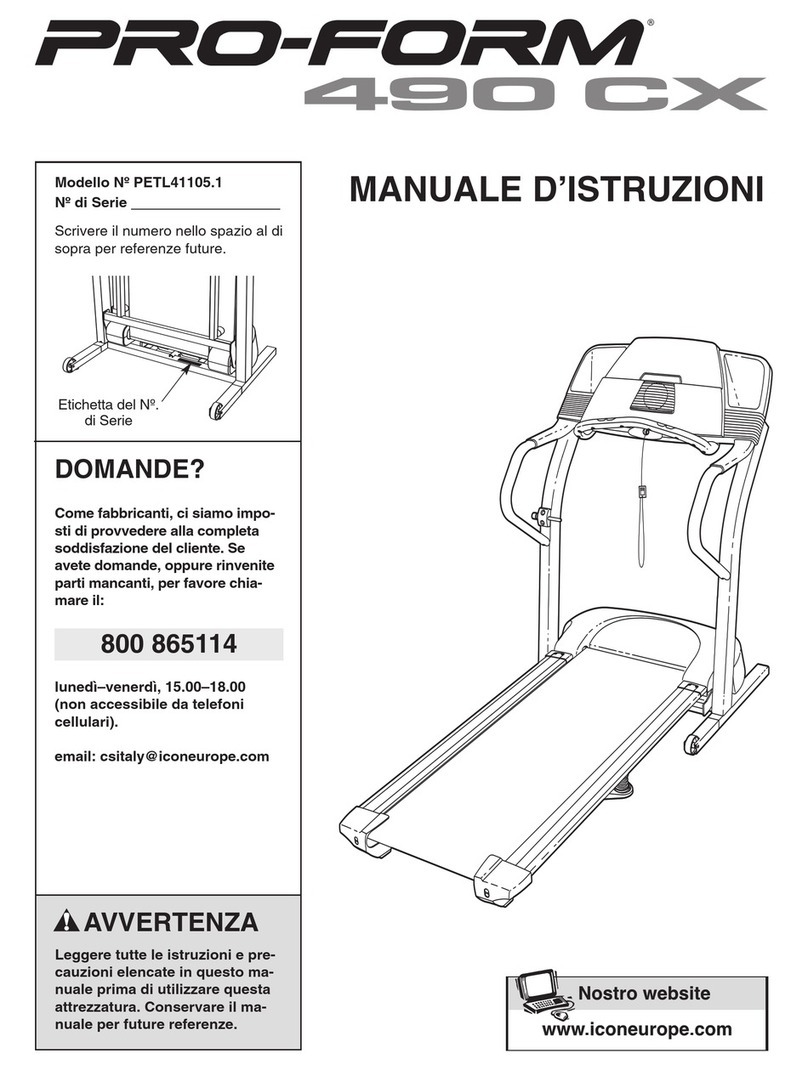 Pro-Form 490 Cx Treadmill Operating and maintenance manual