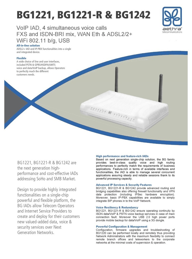Aethra BG1221, BG1221-R & BG1242 Specifications