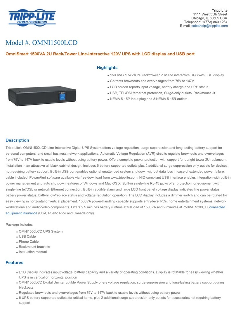 Tripp Lite OmniSmart OMNI1500LCD User manual
