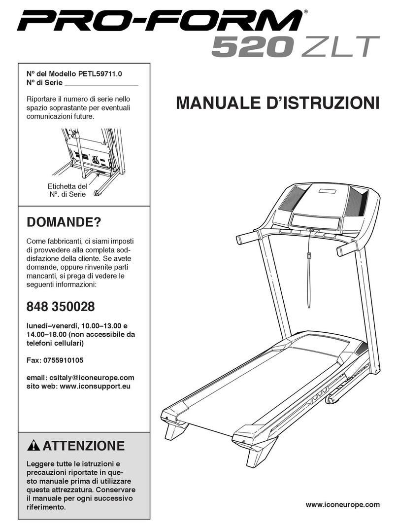 Pro-Form 520 Zlt Treadmill Operating and maintenance manual