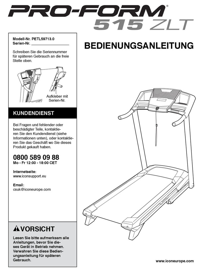 Pro-Form 515 Zlt Treadmill Quick start guide