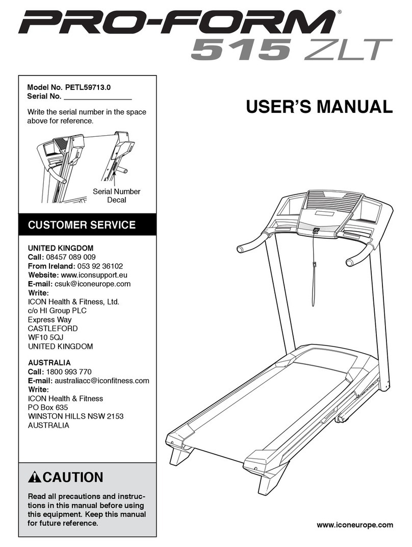 Pro-Form 515 Zlt Treadmill User manual Pro-Form 515 Zlt Treadmill User manual
