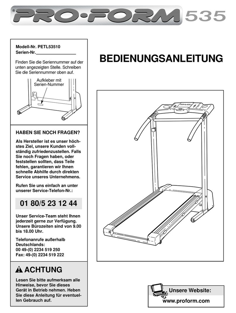 Pro-Form 535 Quick start guide