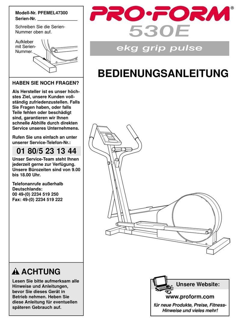 Pro-Form 530e Quick start guide Pro-Form 530e Quick start guide