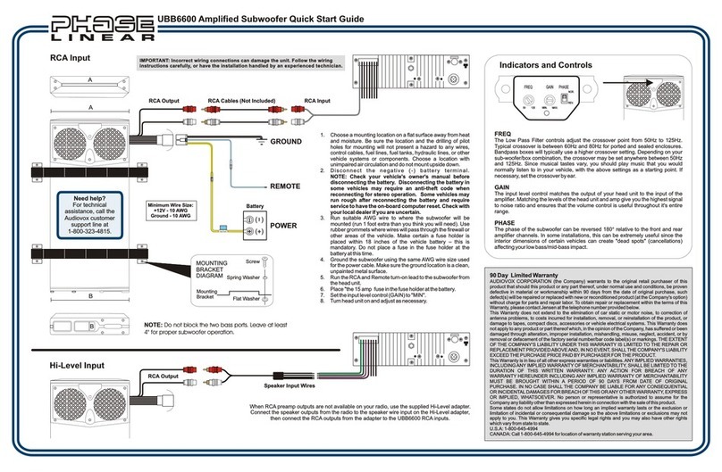 Phase Linear UBB6600 quick start guide
